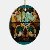 円形ステンドグラスのつる植物 セラミックオーナメント (右)