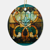 円形ステンドグラスのつる植物 セラミックオーナメント (左)