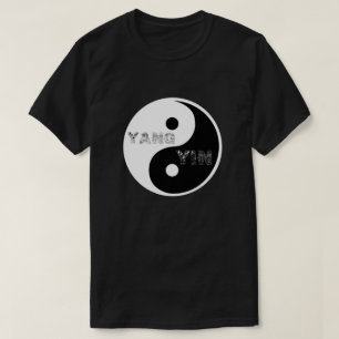 円形タイジツインとヤン記号オンブラック Tシャツ