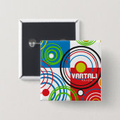 円形ターゲットパターンVartaliの正方形ボタン 缶バッジ (正面&裏面)