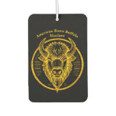 円形デザインに刻まれたバイソンバッファローヘッド カーエアーフレッシュナー (正面)