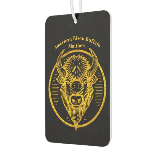 円形デザインに刻まれたバイソンバッファローヘッド カーエアーフレッシュナー (左)