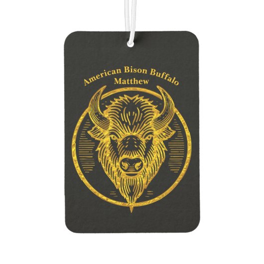 円形デザインに刻まれたバイソンバッファローヘッド カーエアーフレッシュナー (裏面)