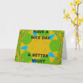 円形デザイン「良い日と良い夜を過ごす」 カード (黄色い花)