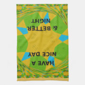 円形デザイン「良い日と良い夜を過ごす」 キッチンタオル (縦)