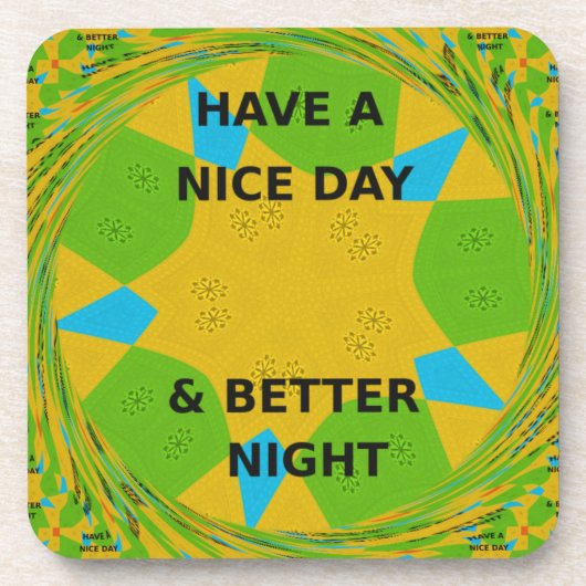 円形デザイン「良い日と良い夜を過ごす」 コースター (正面)