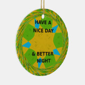 円形デザイン「良い日と良い夜を過ごす」 セラミックオーナメント (右)