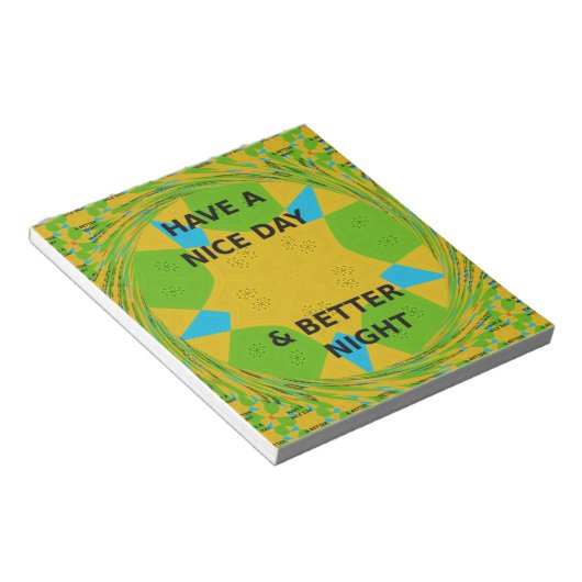 円形デザイン「良い日と良い夜を過ごす」 ノートパッド (アングル)