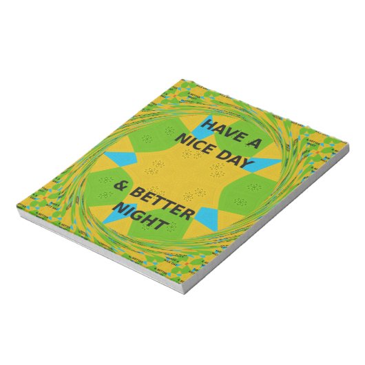 円形デザイン「良い日と良い夜を過ごす」 ノートパッド (回転)