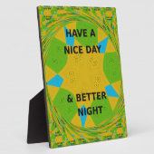 円形デザイン「良い日と良い夜を過ごす」 フォトプラーク (側面)