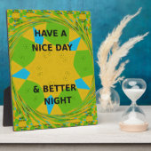 円形デザイン「良い日と良い夜を過ごす」 フォトプラーク (側面)