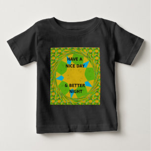 円形デザイン「良い日と良い夜を過ごす」 ベビーTシャツ