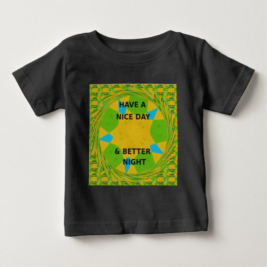 円形デザイン「良い日と良い夜を過ごす」 ベビーTシャツ (正面)