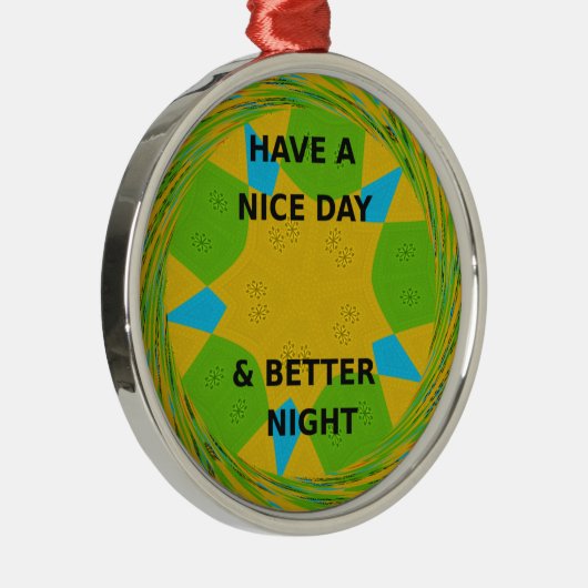円形デザイン「良い日と良い夜を過ごす」 メタルオーナメント (右)