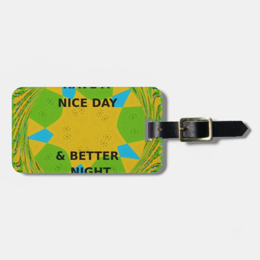 円形デザイン「良い日と良い夜を過ごす」 ラゲッジタグ (正面横)