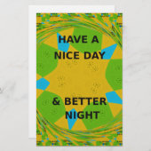 円形デザイン「良い日と良い夜を過ごす」 便箋 (正面/裏面)