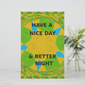 円形デザイン「良い日と良い夜を過ごす」 便箋 (スタンド正面)