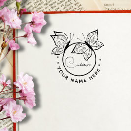 円形バタフライエクシーライブラススタンプ ラバースタンプ