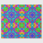 円形パターン、緑、紫の鮮やかなブロック ラッピングペーパー (フラット)