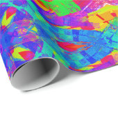 円形パターン、緑、紫の鮮やかなブロック ラッピングペーパー (ロールコーナー)