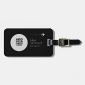 円形フォトブラック ラゲッジタグ (正面横)