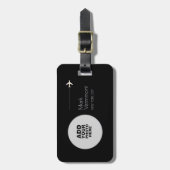 円形フォトブラック ラゲッジタグ (正面縦)