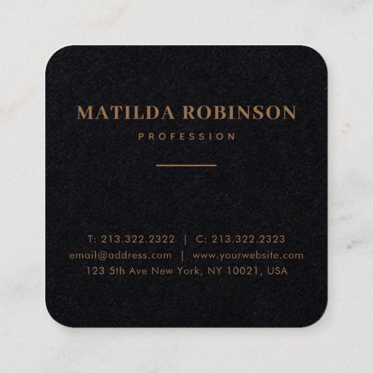 円形フォト金ゴールドプレミアムブラックの追加 スクエア名刺 (裏面)