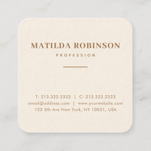 円形フォト金ゴールド署名クリームの追加 スクエア名刺 (裏面)