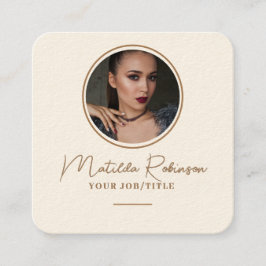 円形フォト金ゴールド署名クリームの追加 スクエア名刺