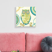 円形フクロウデザイン キャンバスプリント (インサイチュ (リビング))