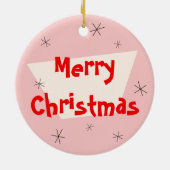円形フラミンゴのサンタのピンクのメリークリスマス セラミックオーナメント (裏面)