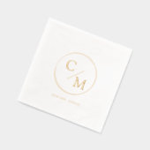円形フレームモノグラム結婚フォイル 箔ナプキン (左)