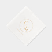 円形フレームモノグラム結婚フォイル 箔ナプキン (右)