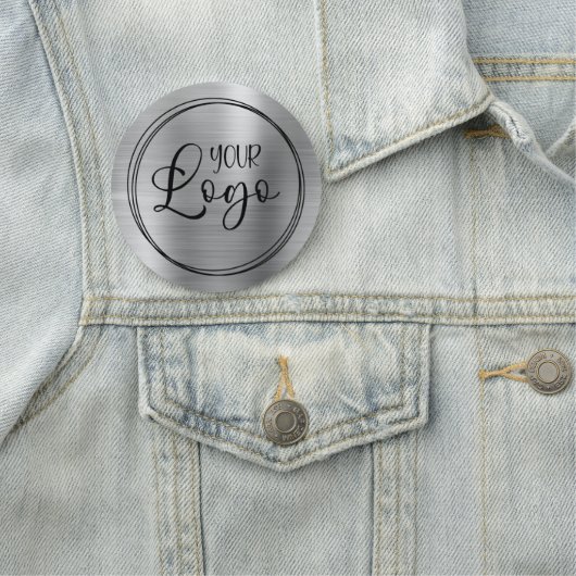 円形メタリックシルバーおよびブラックロゴ 名札 (インサイチュ)