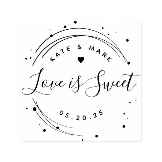 円形モダン愛は甘い結婚式の引き出物 セルフインキングスタンプ (デザイン)