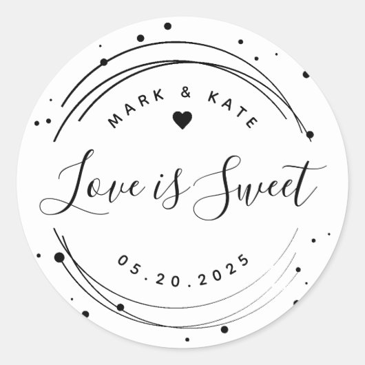 円形モダン愛は甘い結婚式の引き出物 ラウンドシール (正面)