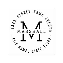 円形モノグラムパーソナライズされたゴム印 セルフインキングスタンプ