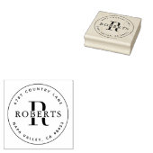 円形モノグラムファミリー名差出人住所ルビー ラバースタンプ (押印)