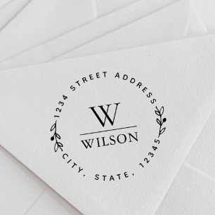 円形モノグラムファミリー名差出人住所 ラバースタンプ