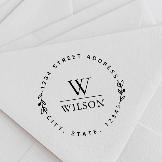 円形モノグラムファミリー名差出人住所 ラバースタンプ