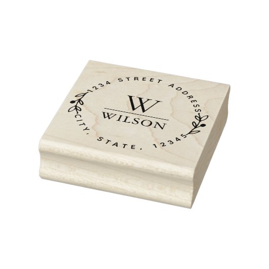 円形モノグラムファミリー名差出人住所 ラバースタンプ (スタンプ)