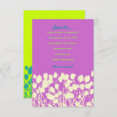 円形レトロデイジーバルミツワーパーティーカード 招待状 (正面/裏面)