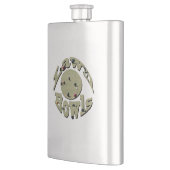 円形ローンボウル写真ロゴ、 フラスク (左)