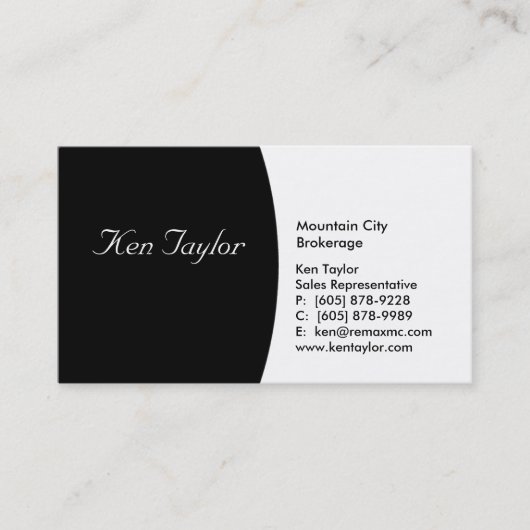 円形上品で黒く及び白い名刺 名刺 (正面)