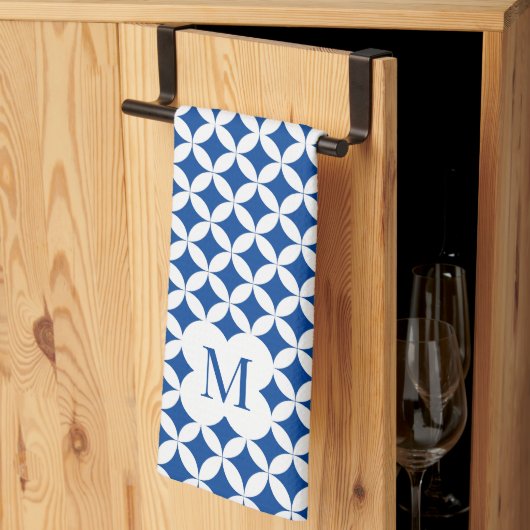 円形四分模様モノグラムカスタムカラー キッチンタオル (三つ折り)