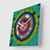 円形多色抽象芸術パターン スクエア壁時計 (傾斜)