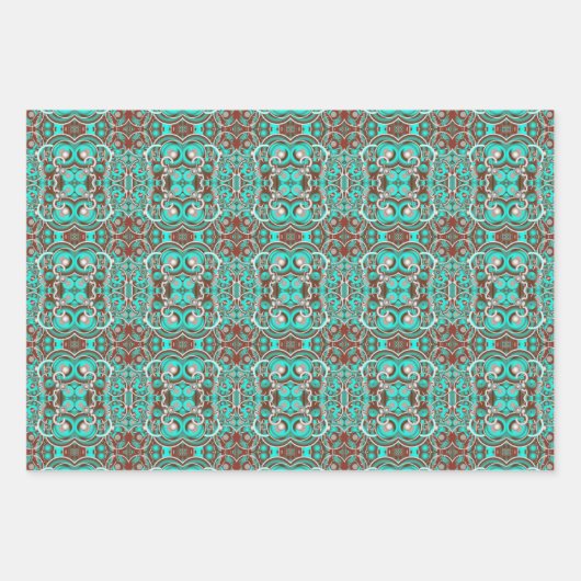 円形天の同心円パターン(の模様が)ある ラッピングペーパーシート (正面2)