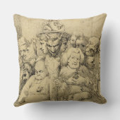 円形浮彫りのまわりで組み立てられる文学的なキャラクター クッション (裏面)