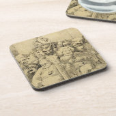 円形浮彫りのまわりで組み立てられる文学的なキャラクター コースター (左側)