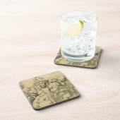 円形浮彫りのまわりで組み立てられる文学的なキャラクター コースター (右側)